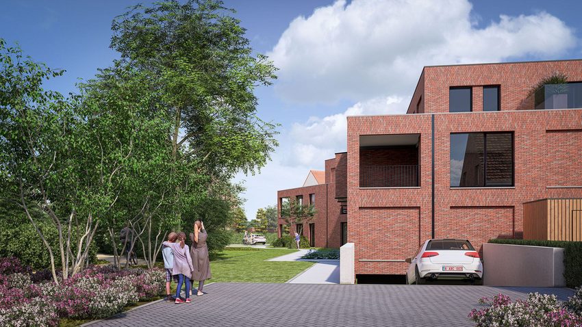Moderne appartementen in rode baksteen