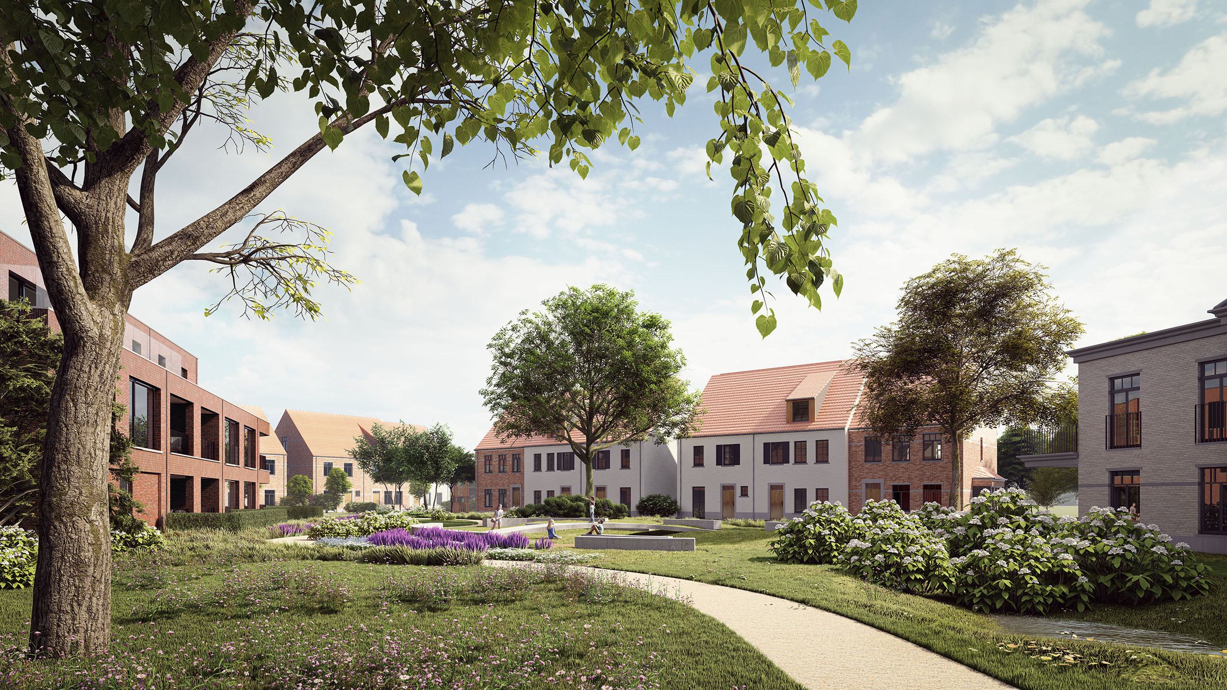 Visualisatie van Park Ligtenberg rond het groene binnenpark